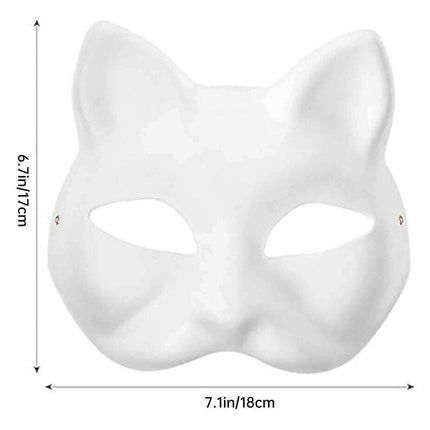 3PCS White Cat Face Mask DIY Blank Hand Painted Craft Masks Party Art