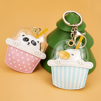 Cartoon Cute Keychain Milk Tea Cup Cute animal Milk Tea Key chain - Aimall