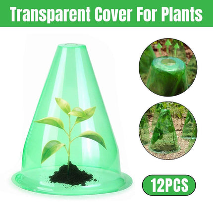 12PCS Clear Garden Plant Protector Bell Covers Round for Frost Birds Weather