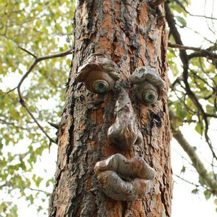 Old Man Tree Hugger Garden Peeker Yard Outdoor Sculpture Whimsical Face Decor - Aimall