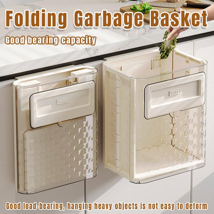 Wall Mounted Folding Wastebasket Space Saving for Kitchen Bathroom Household Use