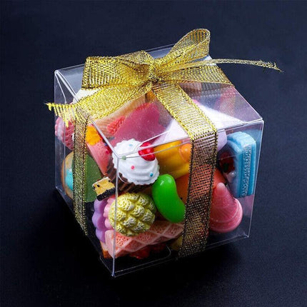 50 PVC Clear Transparent Macaron Square Cube Boxes For Wedding Favour Gift Candy - Aimall
