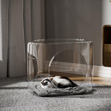 Transparent Capsule Cat Litter Box Semi Enclosed Cat House for Indoor Use