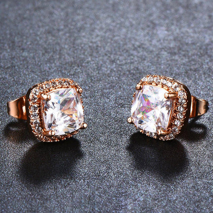 Fashion Earring Buckle Zirconia Stud Earrings Women Elegant Jewelry Accessories