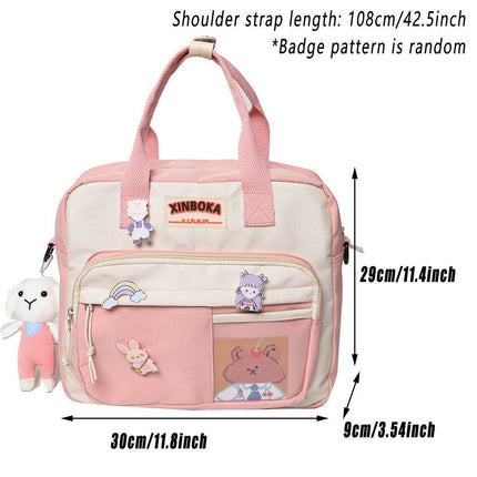 Kawaii Crossbody School Bag for Girls Large Capacity Kawaii Bag With Kawaii Pin
