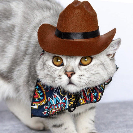 Adjustable Dog Hat Pet Puppy Cowboy Sun Cap Cosplay Party Show Hat Dog and Cat