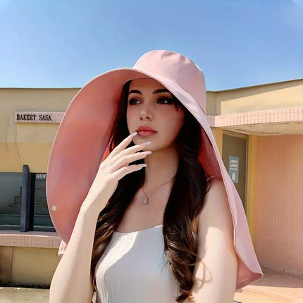 Women Summer Sun Protection Hat Large Brim Face Cover Shawl UV Protection Cap