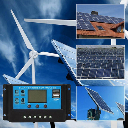 20A Solar Charge Controller 12V 24V LCD 2 USB Ports Lead-Acid Regulator