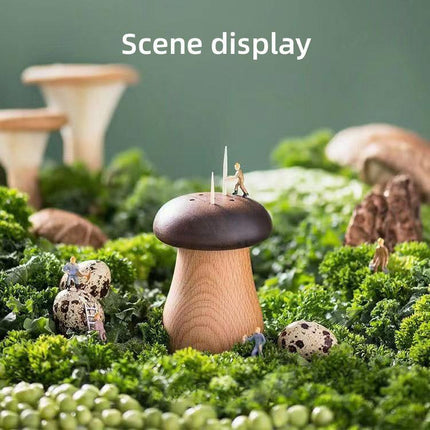 Solid Wood Toothpick Holder Black Walnut Beech Cute Mushroom Toothpick Box
