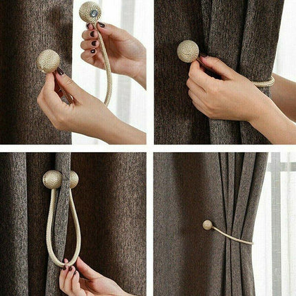 1PC Tieback Curtain Magnetic Ball Curtains Buckle Tie Backs Curtain Holder Home - Aimall