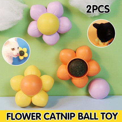 2PCS Cat Toy Catnip Ball Flower Tooth Cleaning Grinding Chew Kitten