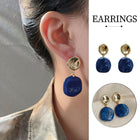 Irregular Blue Earrings For Women Retro Style Elegant Literary Fashion Jewelry