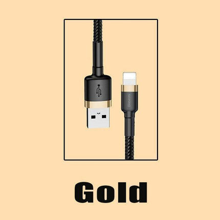 GoldBlack Genuine BASEUS 2.4A USB to Lighting Charging Cable Cord for iPhone 13 12 Pro XS - Aimall