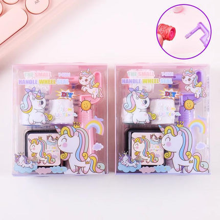 Inking Rubber Stamp Roller Scroll Seal Stamps DIY Scrapbooking Kid Craft Cartoon - Aimall