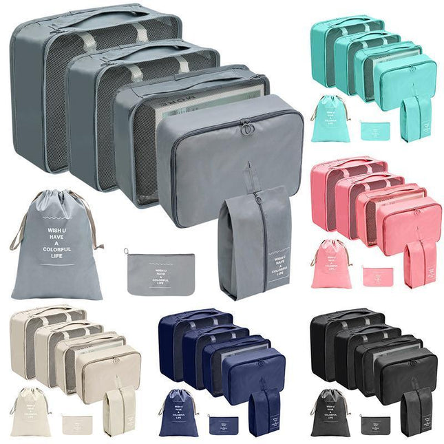 7PCS Travel Packing Cubes Luggage Pouches Organiser Clothes Suitcase Storage Bag - Aimall