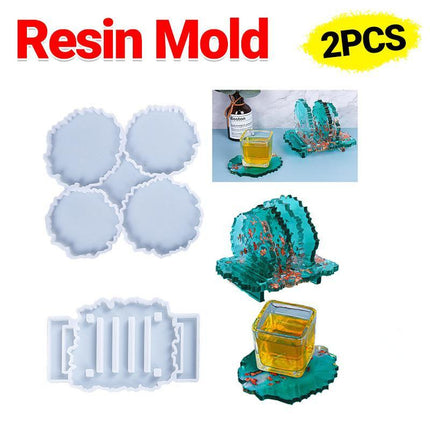 2x Coaster Stand Epoxy Resin Mold Cup Mat Holder Silicone Mould DIY Crafts Tool - Aimall