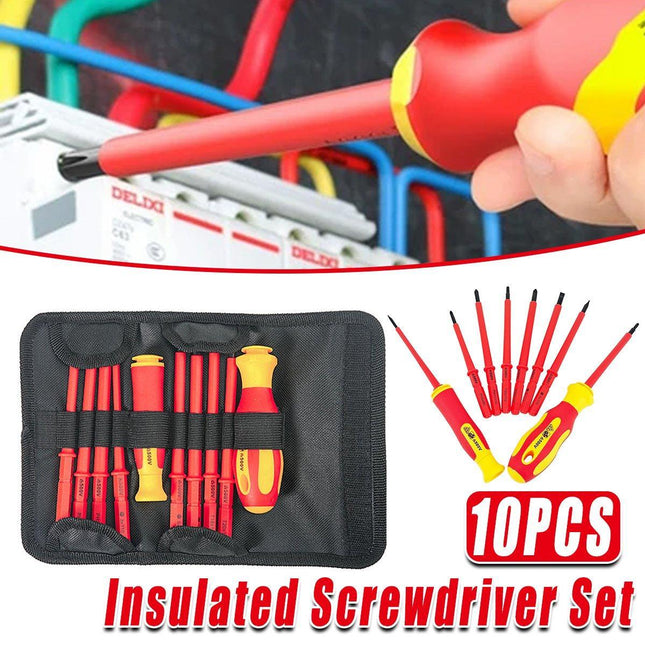 10PCS Insulated Screwdriver Set Multifunctional Electrician Tool Kit Bag Home