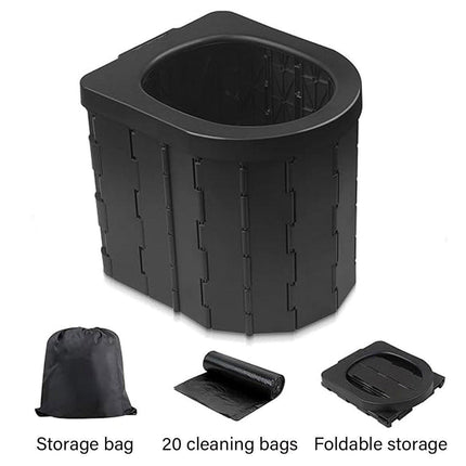 Portable Folding Car Toilet with Lid Self-Driving Outdoor Travel 20L Storage Bag