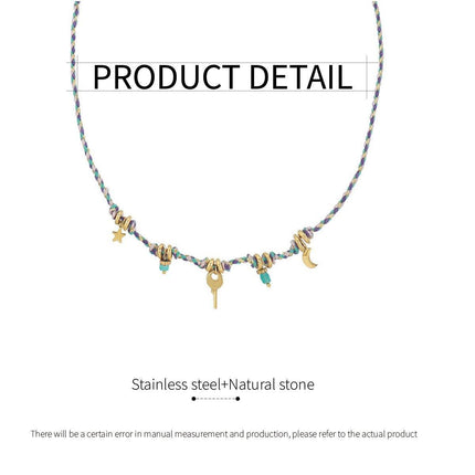 Handcrafted Traditional Chinese Style Necklace Moon Pendant Woven Choker Design