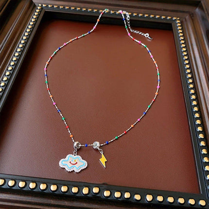 Colourful Smile Cloud Pendant Necklace Fashion Jewellery for Women Girls Gift