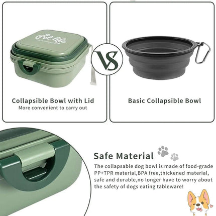 2 in 1 Outdoor Portable Pet Dog and Cat Food Water Bowl for Travel and Hiking