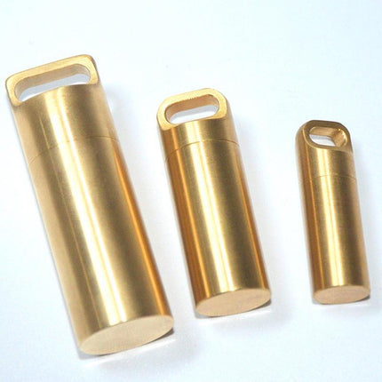 Waterproof Pill Box Case Bottle Brass Container Keyring Medicine Capsule Holder - Aimall