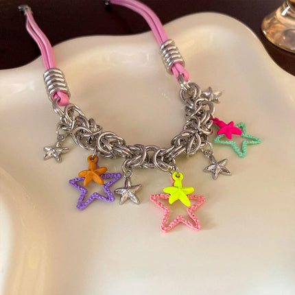 Colourful Star Pendant Necklace Fashion Jewellery Women Girls Trendy Gift