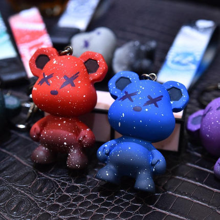 Car Keyring Animal Key Ring Lanyard Bear Keychain Gradient colour Bear Keychain - Aimall