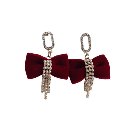 Red Flower Heart Zircon Earring Stud Wedding Party Drop Dangle Jewelry Christmas - Aimall