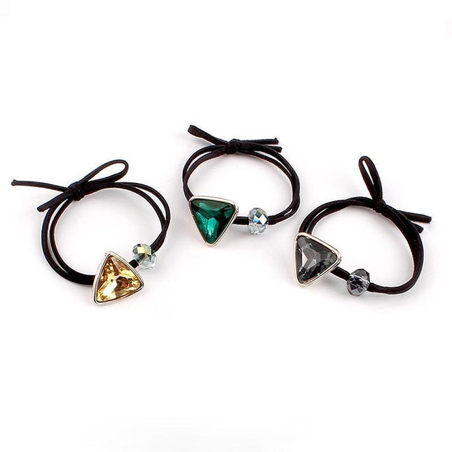 Women Headband Ponytail TriangleDiamond Stretch Hair Rope Multi Colours Concise - Aimall
