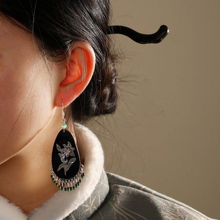 Elegant Chinese Style Silver Tassel Fringe Earrings Women Fashion Jewelry