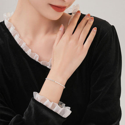 Light Blue Bracelet for Women Unique Design Small Pearl String Fine Jewelry