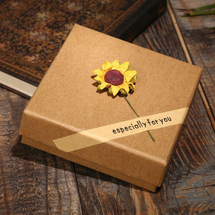 50pcs Kraft Paper Sunflower Applique Jewelry Gift Box Packaging Craft Supplies