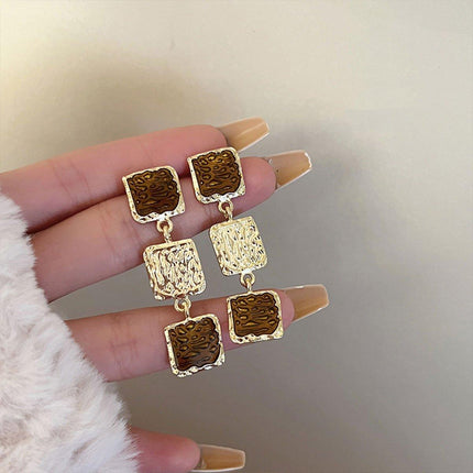 Vintage Brown Gold Dangle Earrings Women Girls Retro Bohemian Fashion