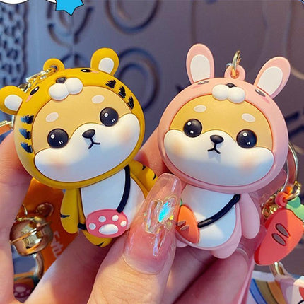 Cartoon Chinese Zodiac Furtune Shiba Inu Design Keychain Backpack Car Pendant - Aimall