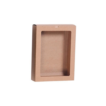 50PCS Kraft Paper Packing Box With Transparent PVC Window Drawer Display Gift Boxes Aimall