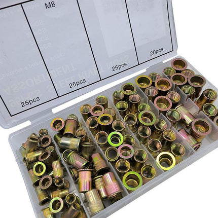 95PCS Carbon Steel Rivet Nuts Flange Blind Nutserts M6 - M12 Rivnut Kit - Aimall