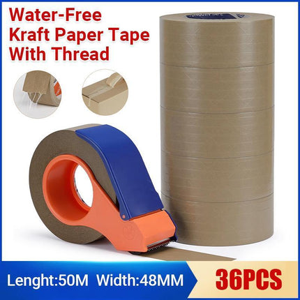 36x Kraft Paper Tape with thread Picture Framing Packing Tape Self adhesive 48mm Aimall