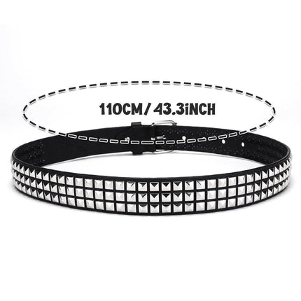 2PCS Square Rivet Belt Punk Style Jeans Waist Belt for Men and Women Fashion