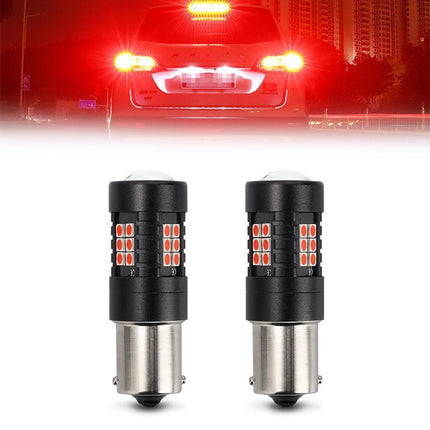 2X BAY15D 1156 RED LED BRAKE STOP TAIL LIGHT BULBS GLOBE BRIGHT ERROR FREE - Aimall