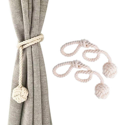 1pair Braided Cotton Curtain Tiebacks No Hole Curtain Holdbacks Hanging Balls