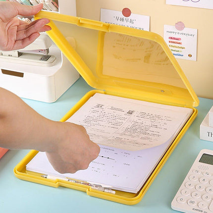 4PCS Waterproof Clipboard Storage Box Case Board Clip File Box Organizer Plastic