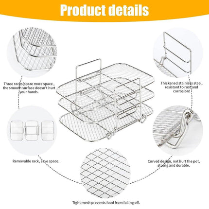 304 Stainless Steel Multi Layer Detachable Air Fryer Mesh Thickened Grill Shelf