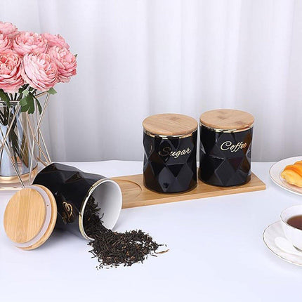Ceramic Sealed Storage Jar Kitchen Spice Coffee Tea Container Airtight Canister