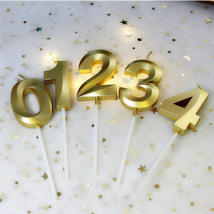 Classic Number Candles Individually Packed With Stand Birthday Make Up Ur Number Gold - Aimall