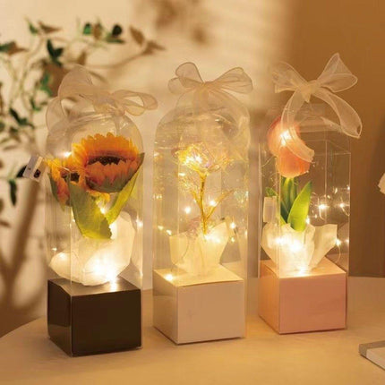 10pcs Bouquet Packaging Transparent PVC Flower Box Portable Floral Gift Boxes