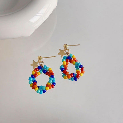 Chinese Style Colourful Beaded Earrings Fashion Accessories for Women Girls