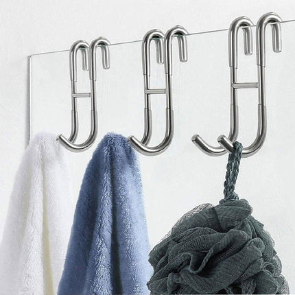 4PCS Stainless Steel S-Type Double Hooks for Kitchen Bathroom Closet Hanging