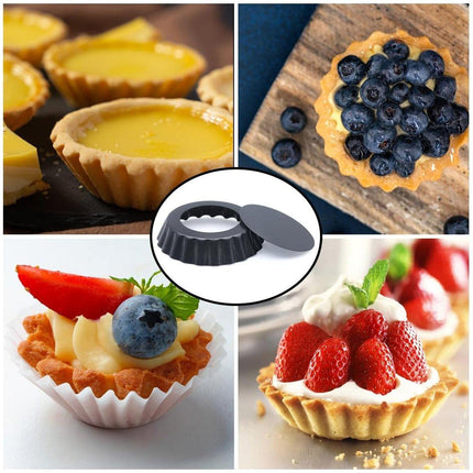 12PCS Mini Detachable Tart Mold Baking Cake Pan Nonstick Bottom Cupcake Molds