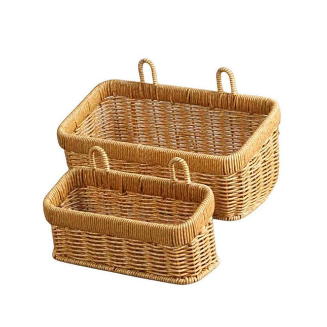 Wall-Mounted Rattan Style Hanging Storage Basket Kitchen Vegetable Fruit Basket